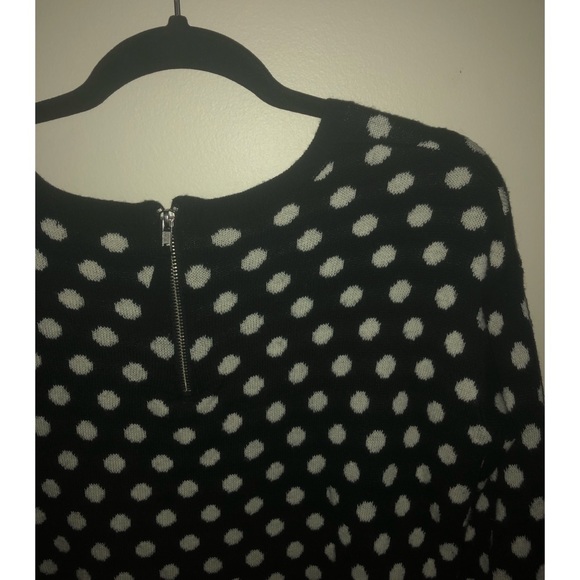H&M Black Sweater w/ White Polka Dots and Zipper - Picture 3 of 3